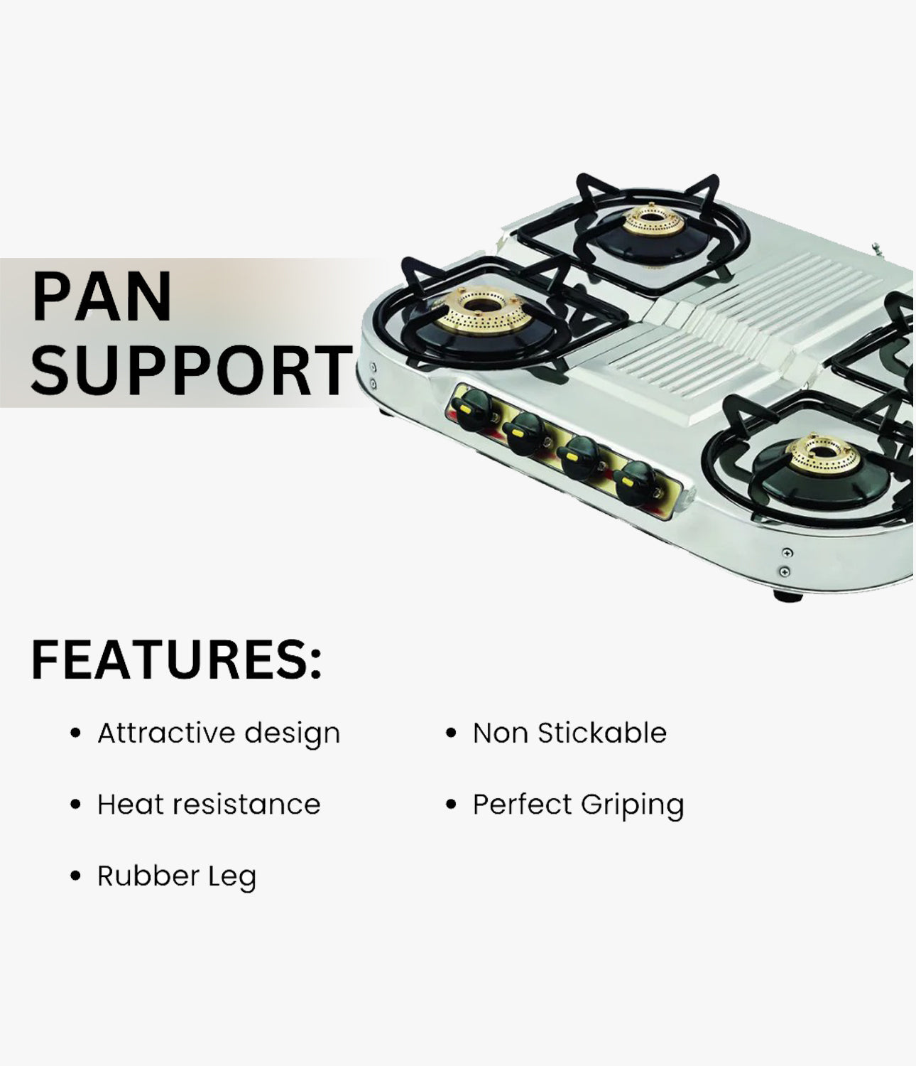 Vansh Homes Zara Super Stainless Steel LPG 3 Burner Gas Stove