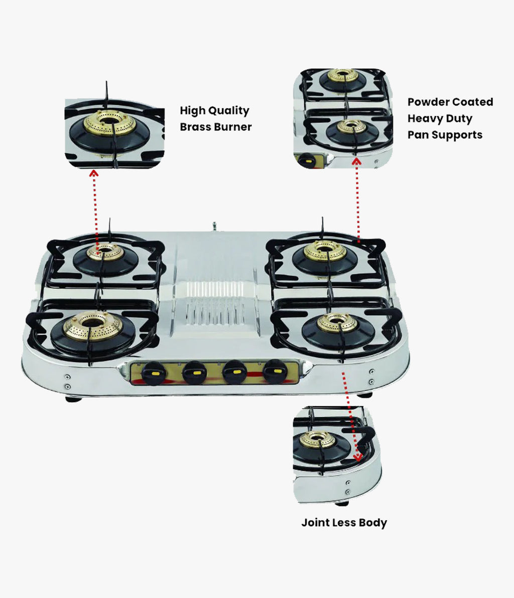 Vansh Homes Zara Super Stainless Steel LPG 3 Burner Gas Stove