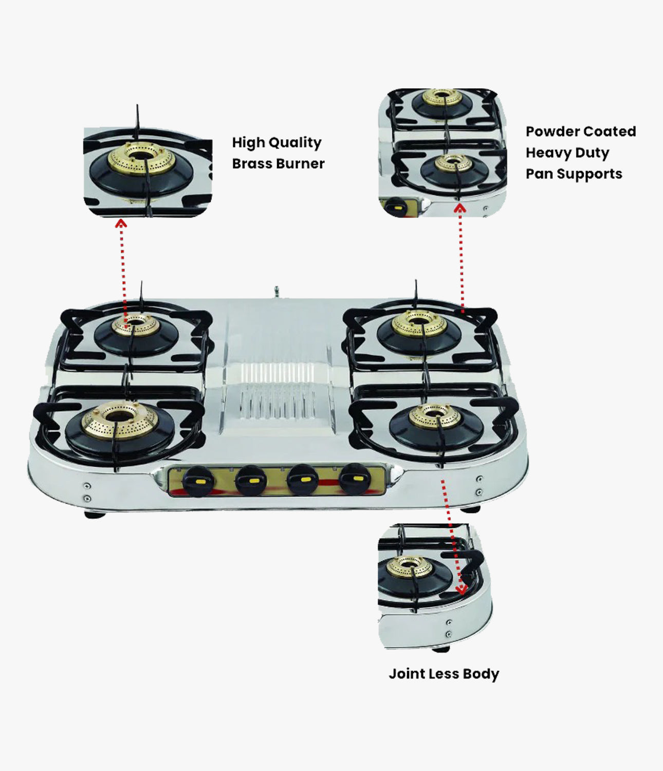 Vansh Homes Zara Super Stainless Steel LPG 3 Burner Gas Stove
