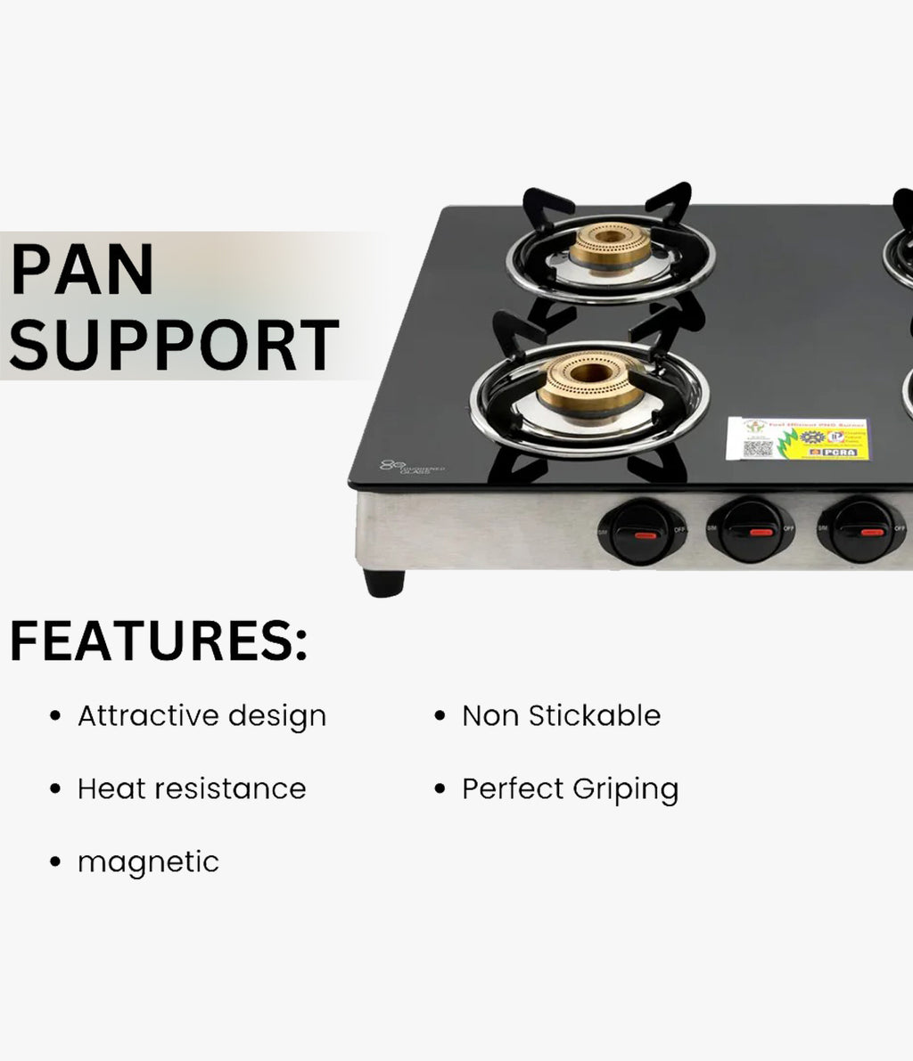 Vansh Homes Flamingo Super Toughened Glass LPG 4 Burner Gas Stove