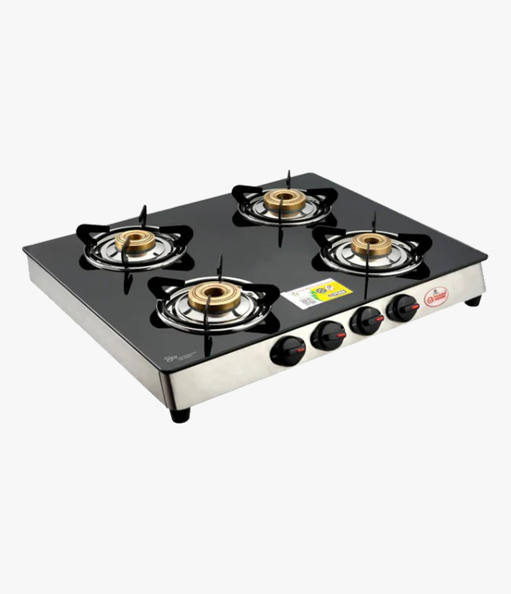 Vansh Homes Flamingo Super Toughened Glass LPG 4 Burner Gas Stove