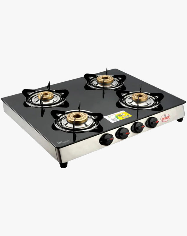 Vansh Homes Flamingo Super Toughened Glass LPG 4 Burner Gas Stove