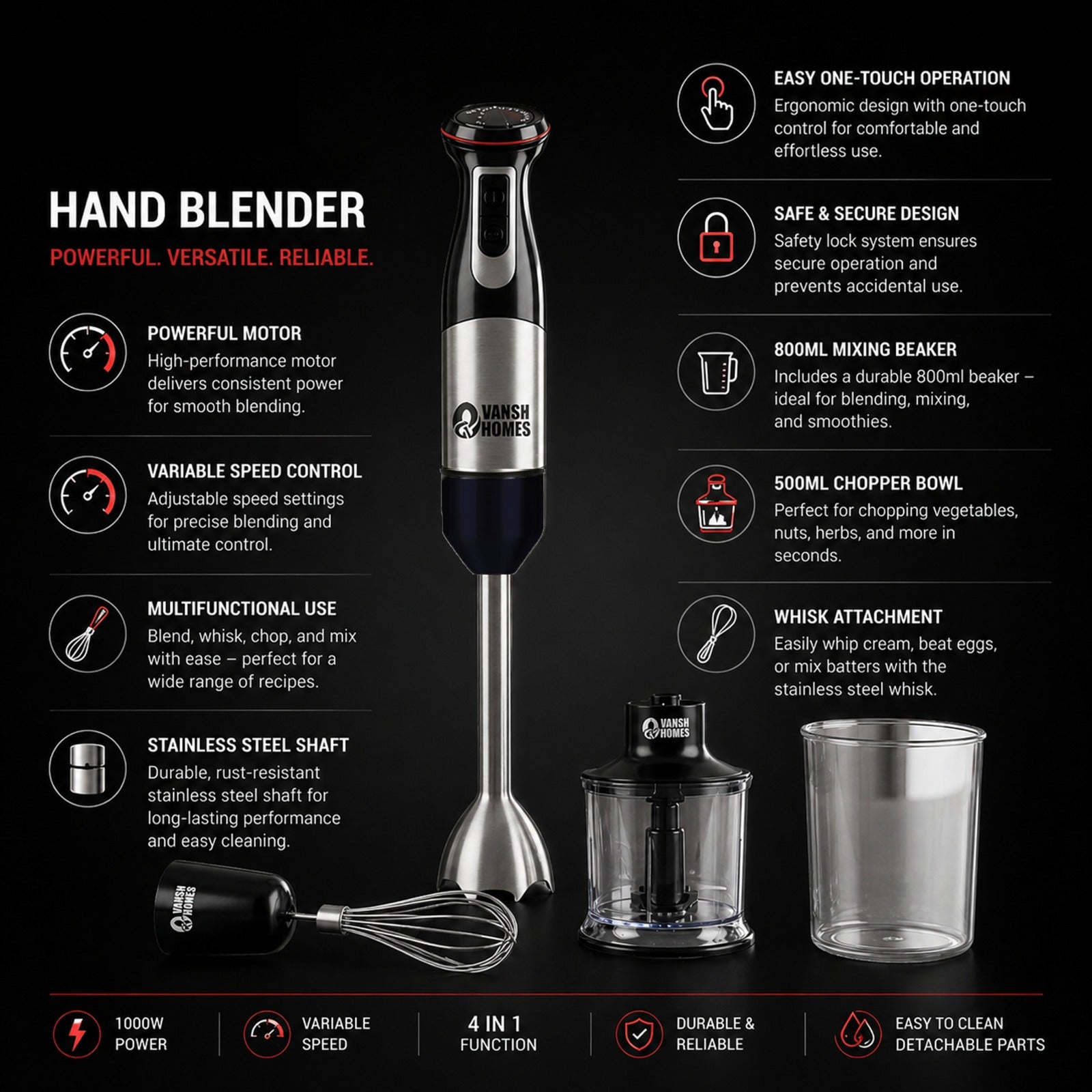 Vansh Homes 4-In-1 Electric Blender
