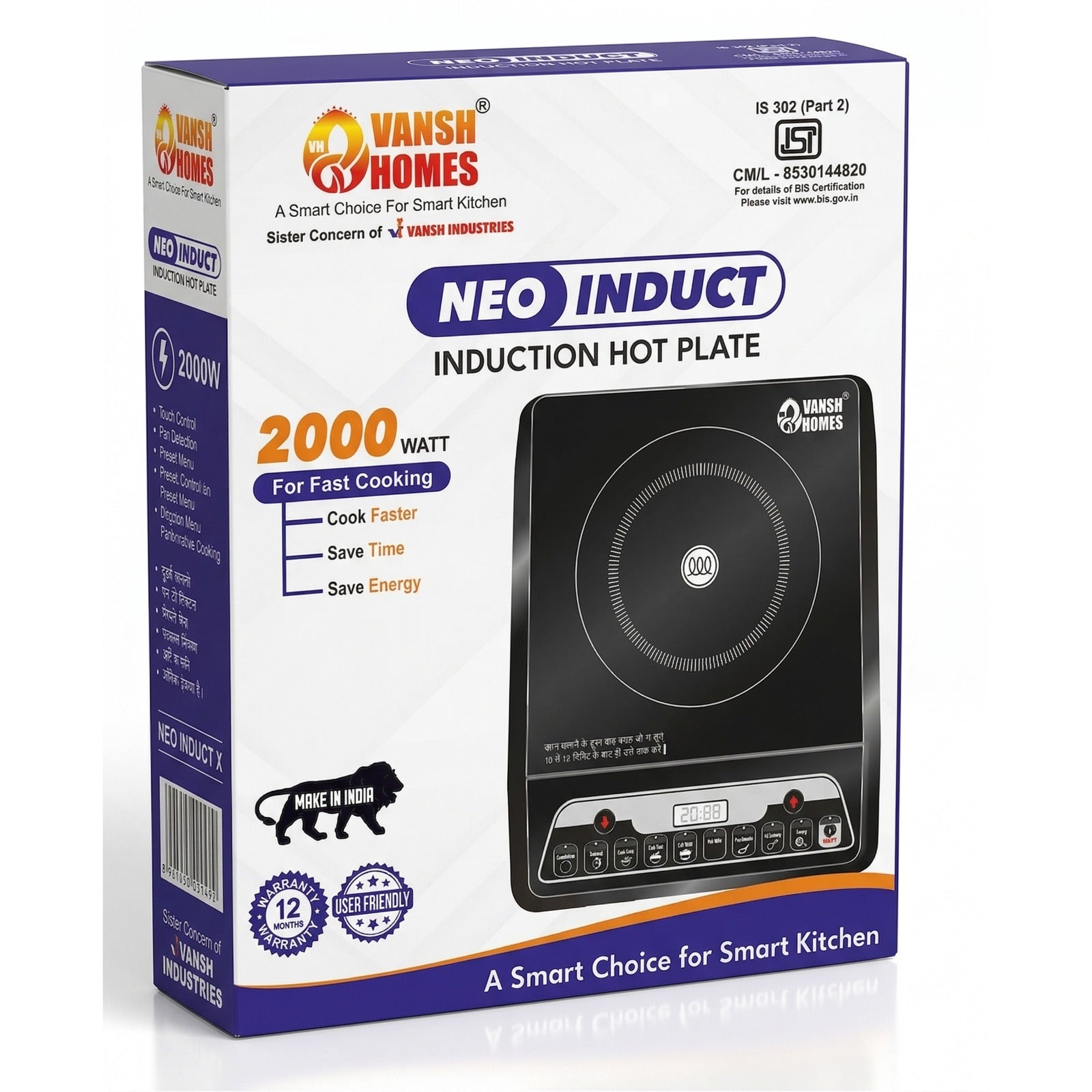 Vansh Homes Neo Induction Hot Plate 2000 W