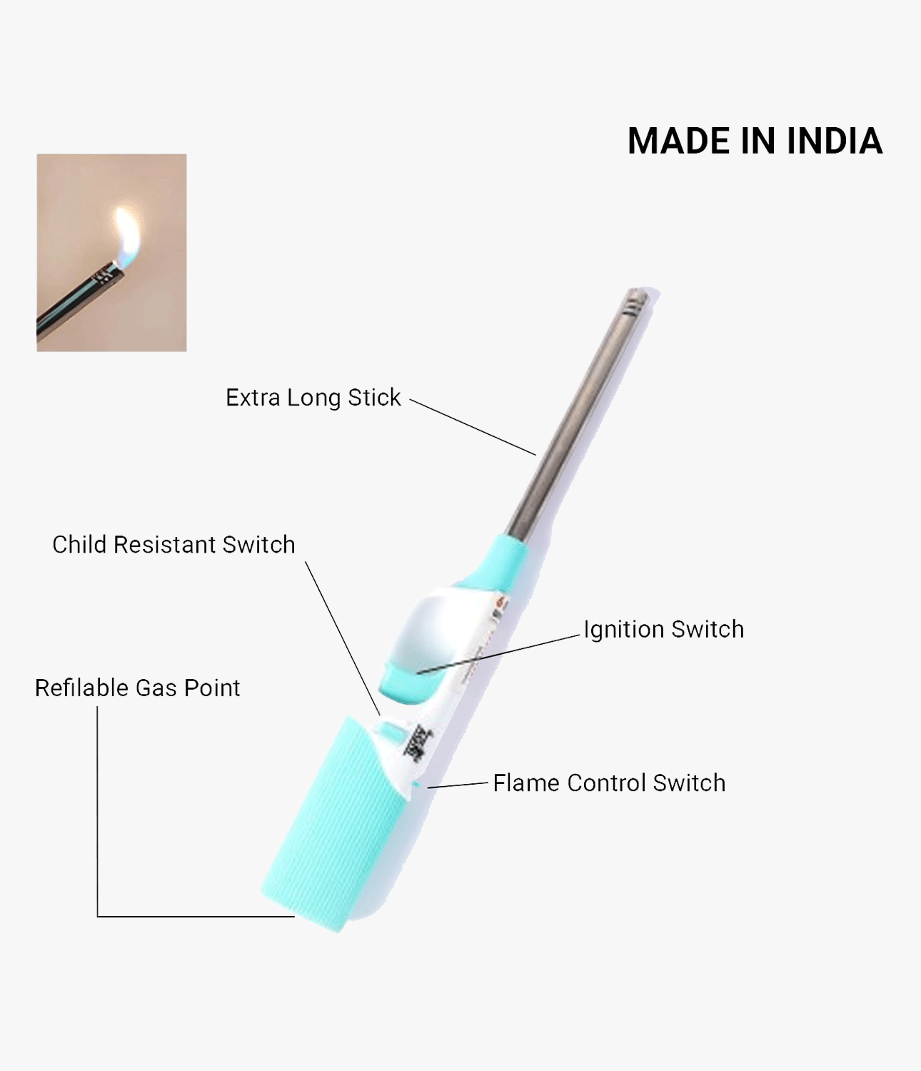 Agni Multipurpose Flame Gas Lighter Turquoise