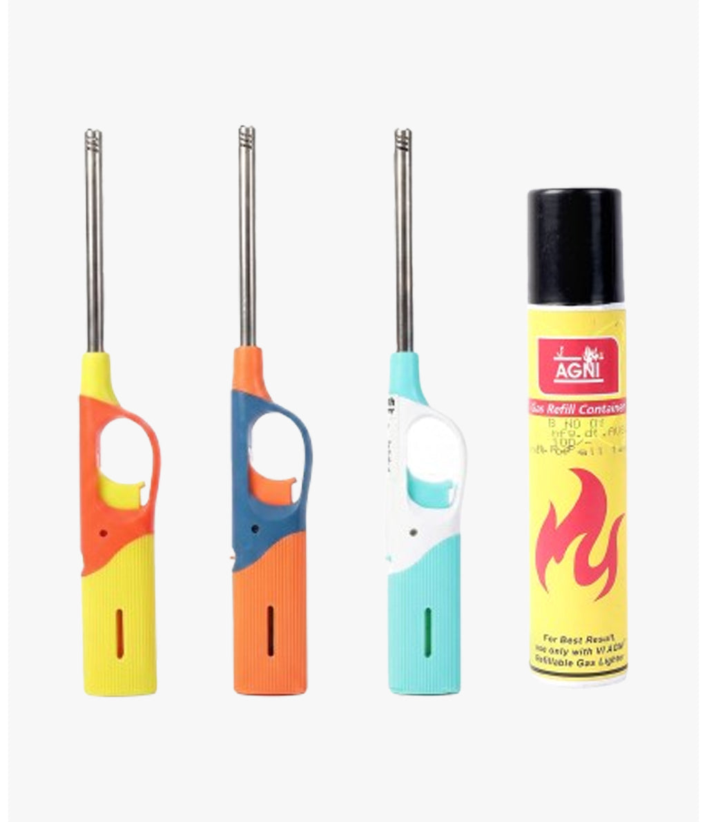 Vansh Homes Multipurpose Flame Gas Lighter With Refill Orange