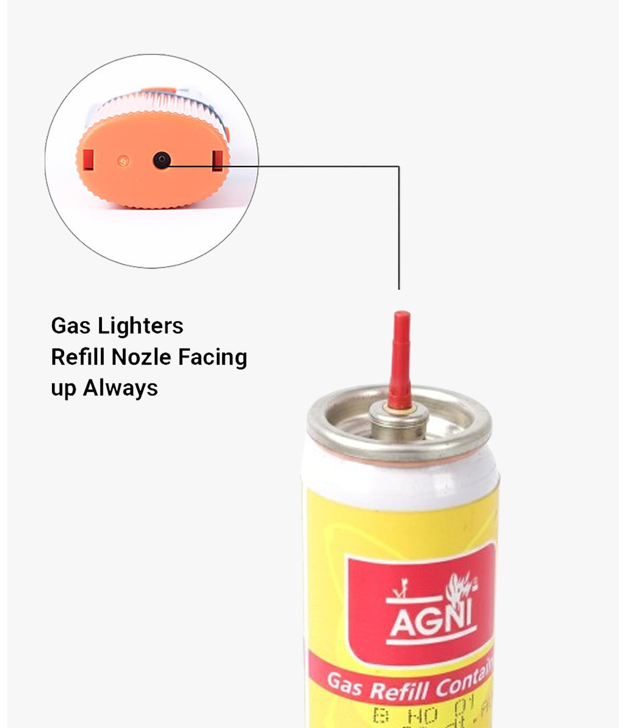 Agni Multipurpose Flame Gas Lighter With Refill Orange