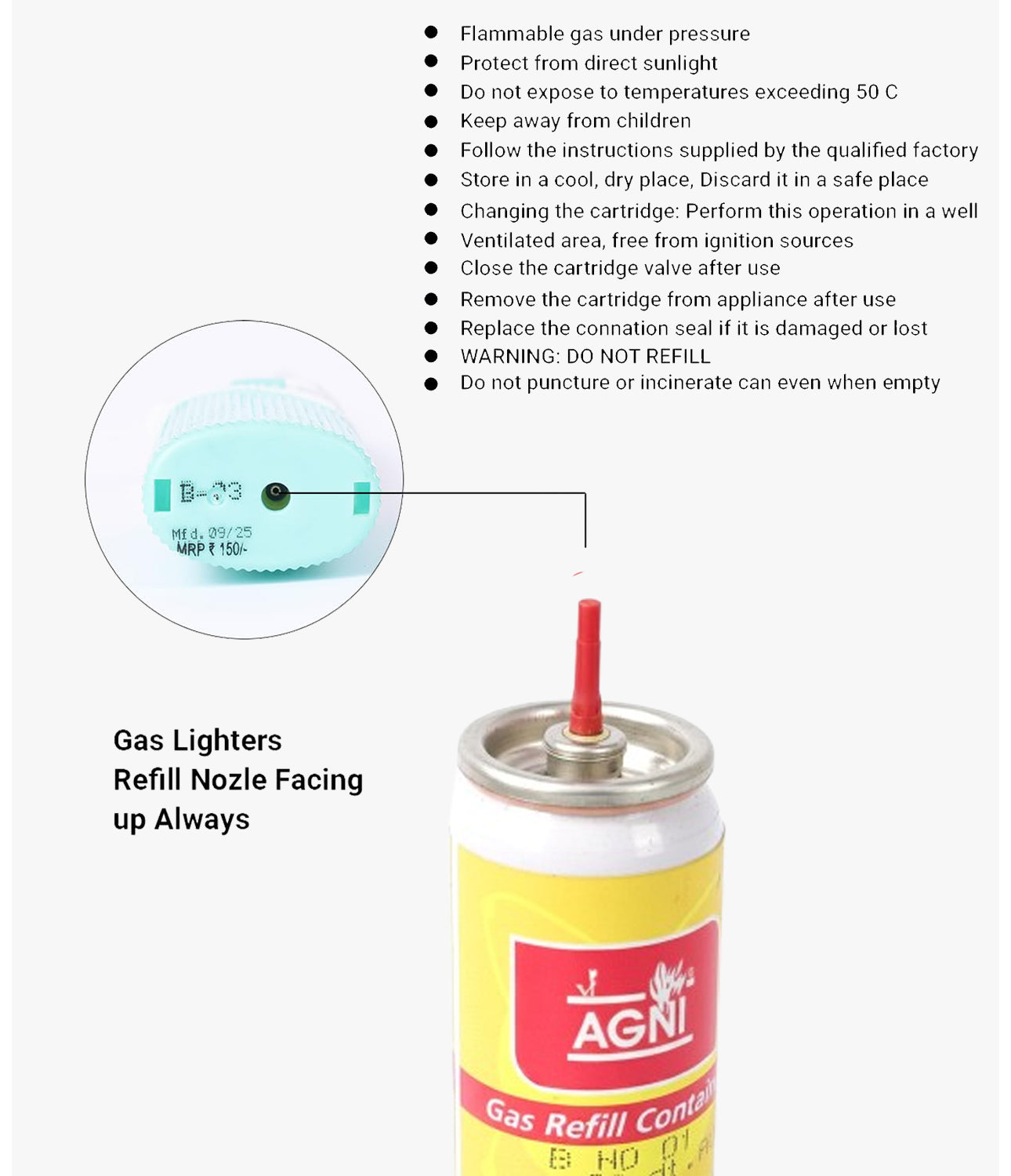 Agni Multipurpose Flame Gas Lighter With Refill Turquoise