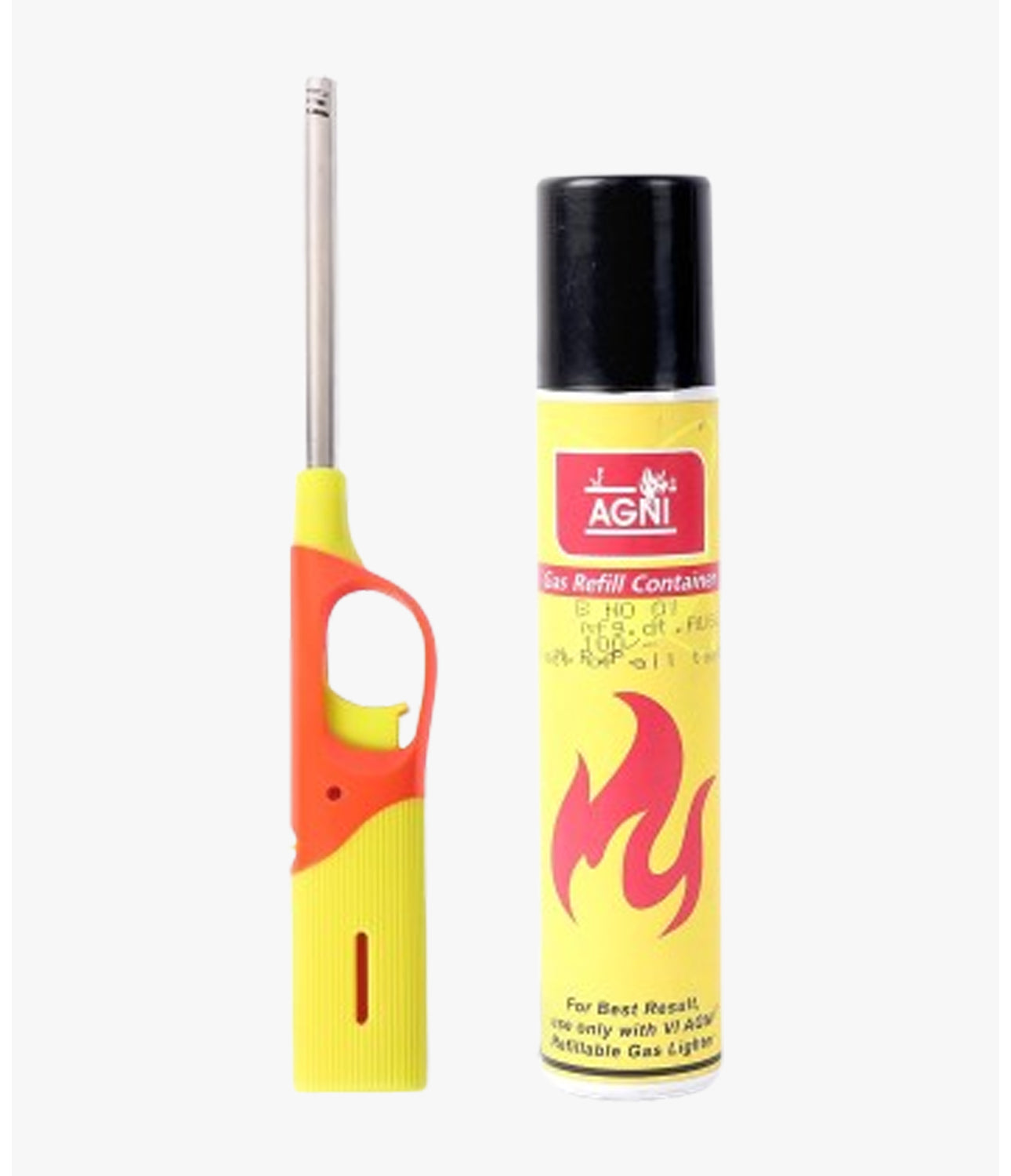 Agni Multipurpose Flame Gas Lighter With Refill Yellow