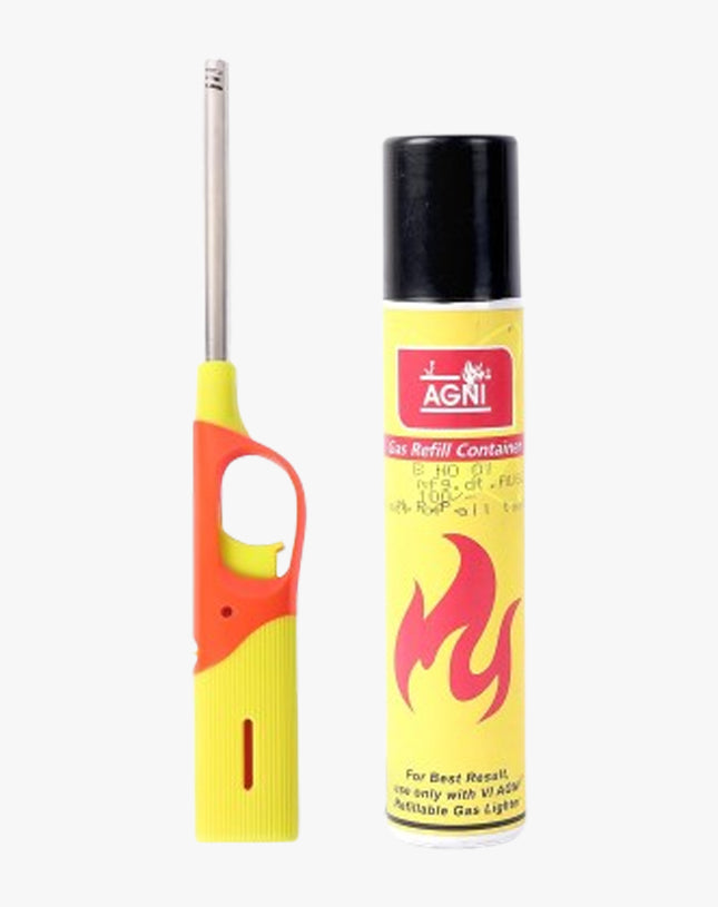 Agni Multipurpose Flame Gas Lighter With Refill Yellow