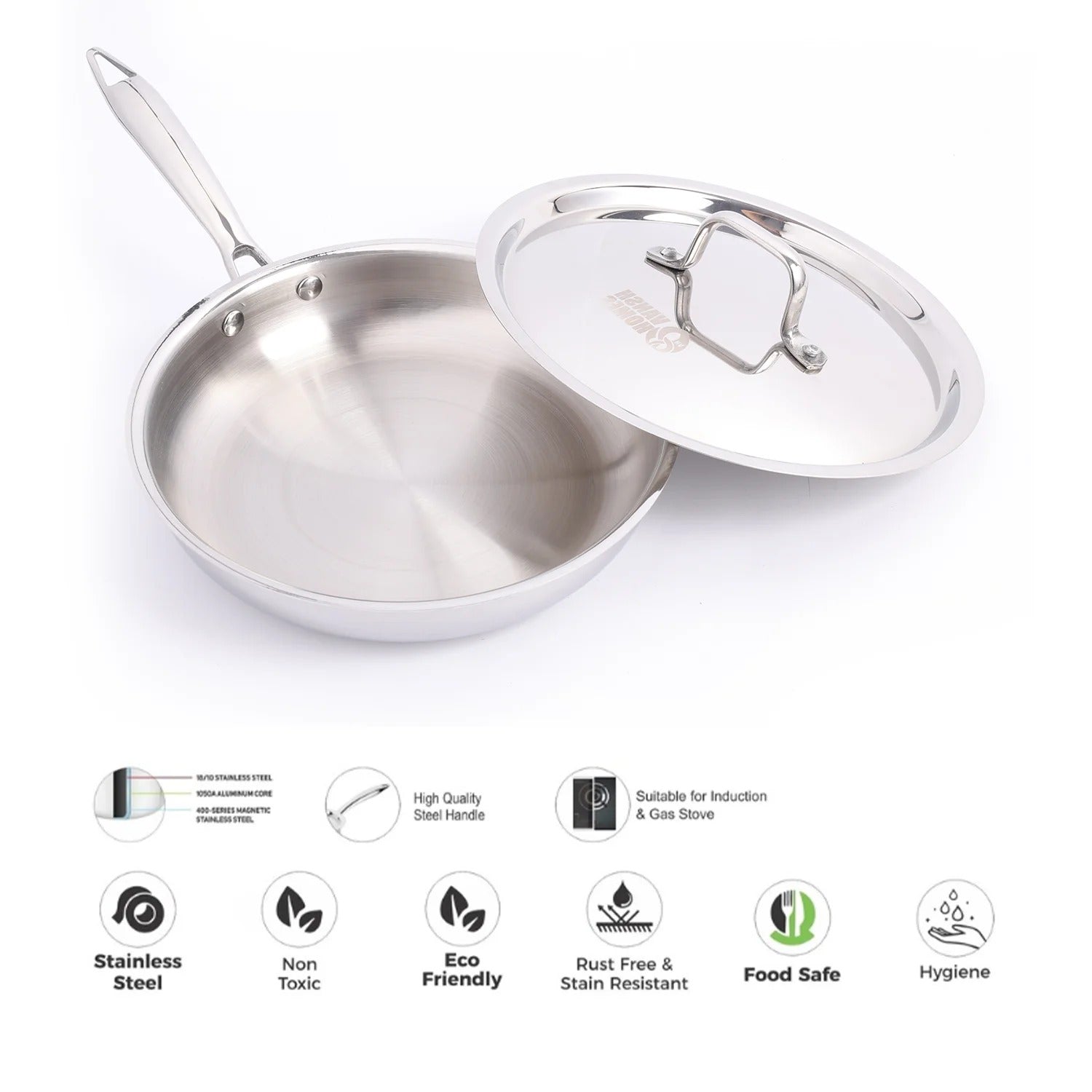 Vansh Homes Fry Pan Tri-Ply Cookware 240 mm