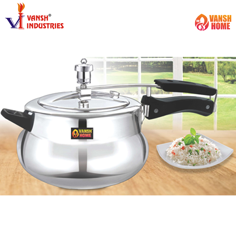 Vansh Homes Stainless Steel  AL Sterlin Inner Lid Pressure Cooker Induction Compatible