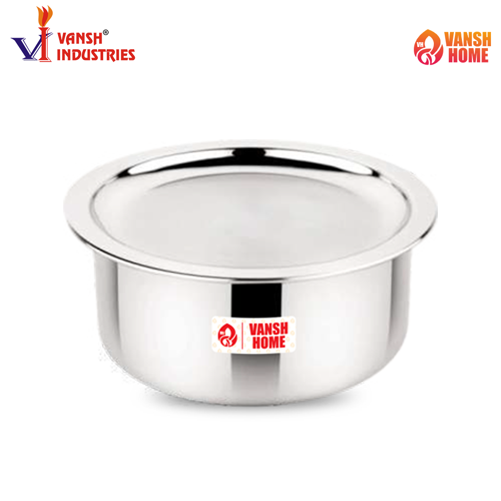 Tri-Ply Stainless Steel Tope with Lid, Patila with Stainless Steel Lid,| Topia with Lid, Induction Base and Gas Ready, Easy-use Flared Rim