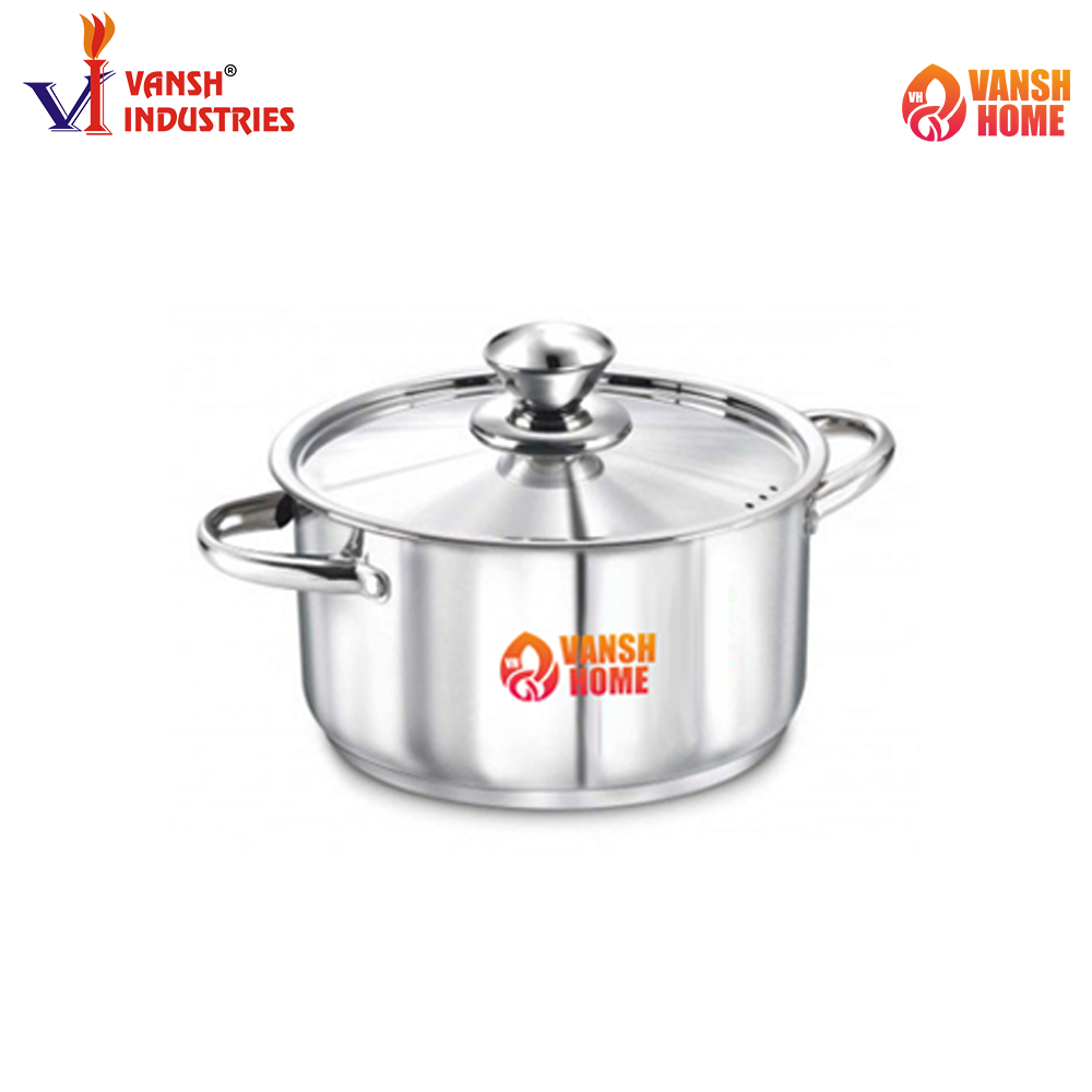 Tri-Ply Cook  Casserole/Biryani Pot/Handi with Stainless Steel Lid, Triply Casserole with Lid, Induction Bottom and Gas Ready