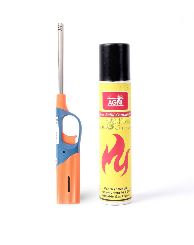 Agni Multipurpose Flame Gas Lighter With Refill Orange