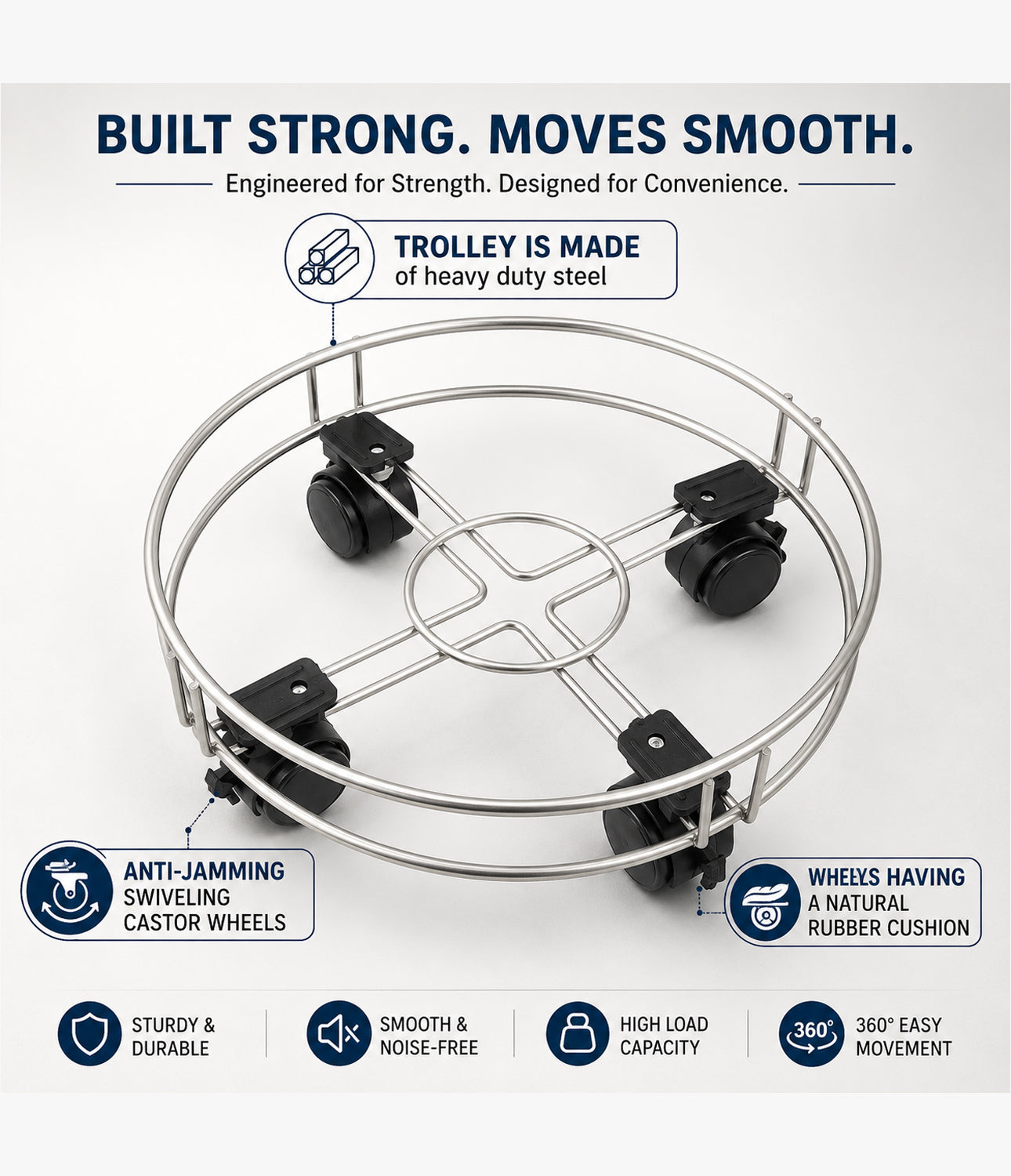 Vansh Homes Laxmi DLX Steel Wire Trolley Cylinder Trolley