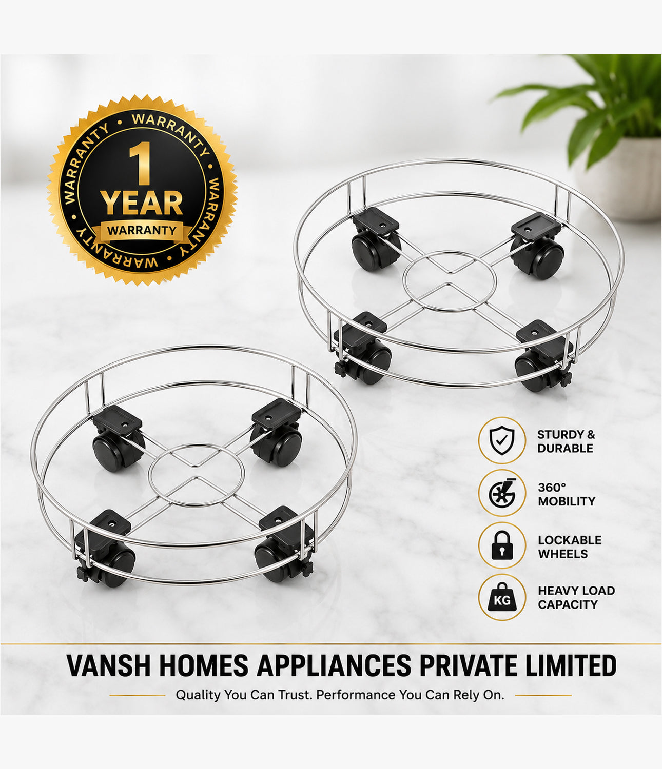 Vansh Homes Laxmi DLX Steel Wire Trolley Cylinder Trolley