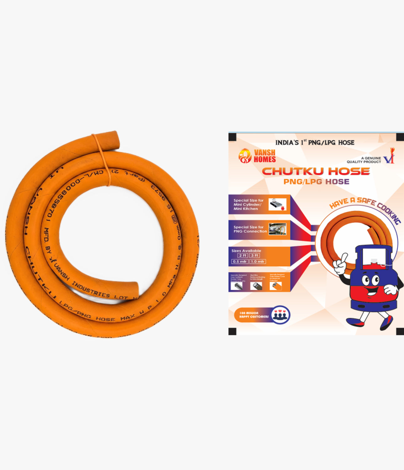 Agni Wire Reinforced LPG | PNG Hose Pipe 1 Mtr.