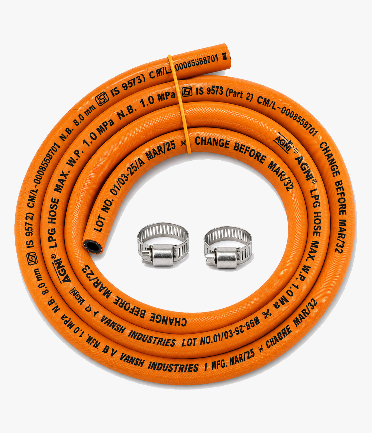 Agni Reinforced Blister LPG | PNG Hose 1.5 Mtr. With Lighter