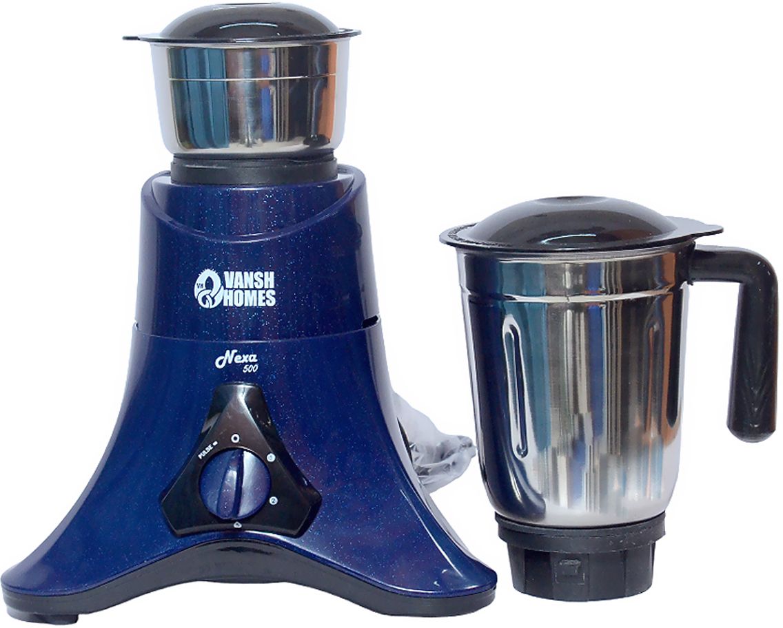 Vansh Homes Appliances 2-Jar Mixer Grinder | 500W Pure Copper Motor | Stainless Steel Jars | Multi-Purpose Grinding & Blending | ISI Certified Kitchen Essential