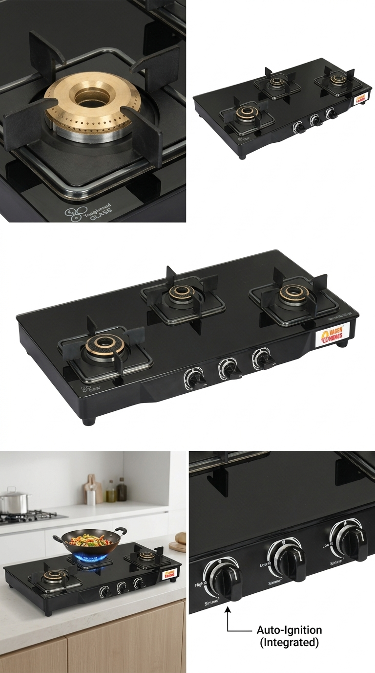 Vansh Homes Flamingo Dahlia LPG Stove Glass Top