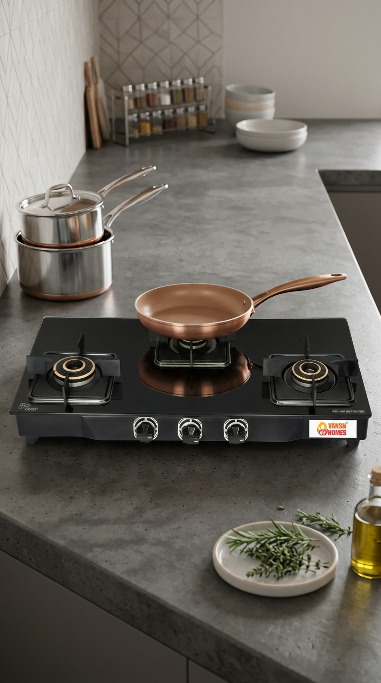 Vansh Homes Flamingo Dahlia LPG Stove Glass Top