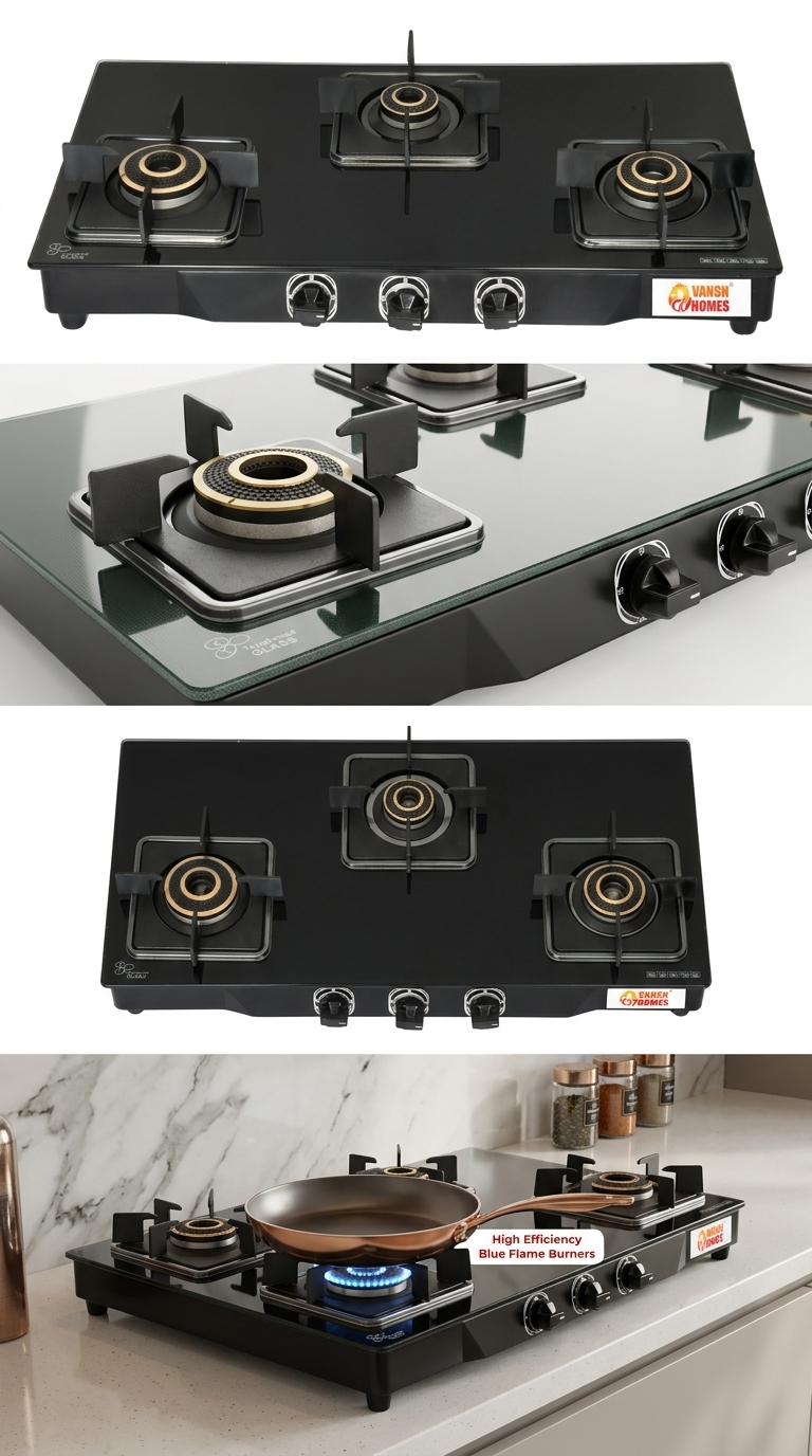 Vansh Homes Flamingo Dahlia LPG Stove Glass Top