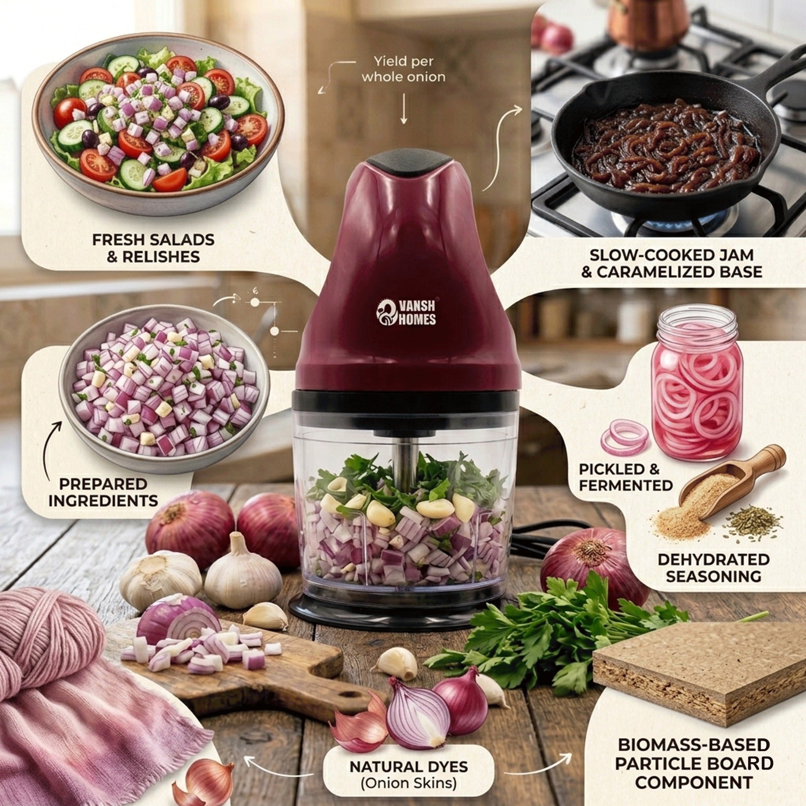 Vansh Homes 450 Watt Electric Vegetable & Fruits Chopper